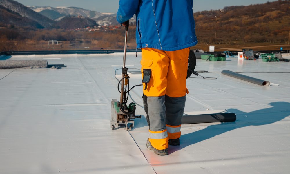 Waterproofing and insulation at construction site, waterproofing membrane preventing water
